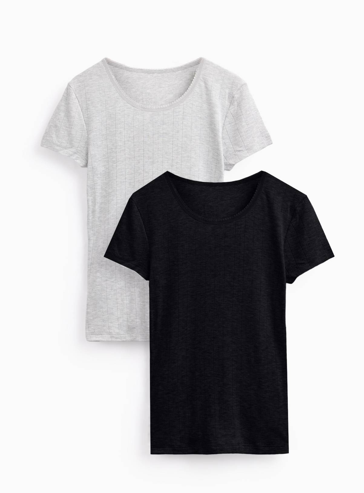 Grey & Black Thermal Short Sleeve Tops 2 Pack XS - Image 3
